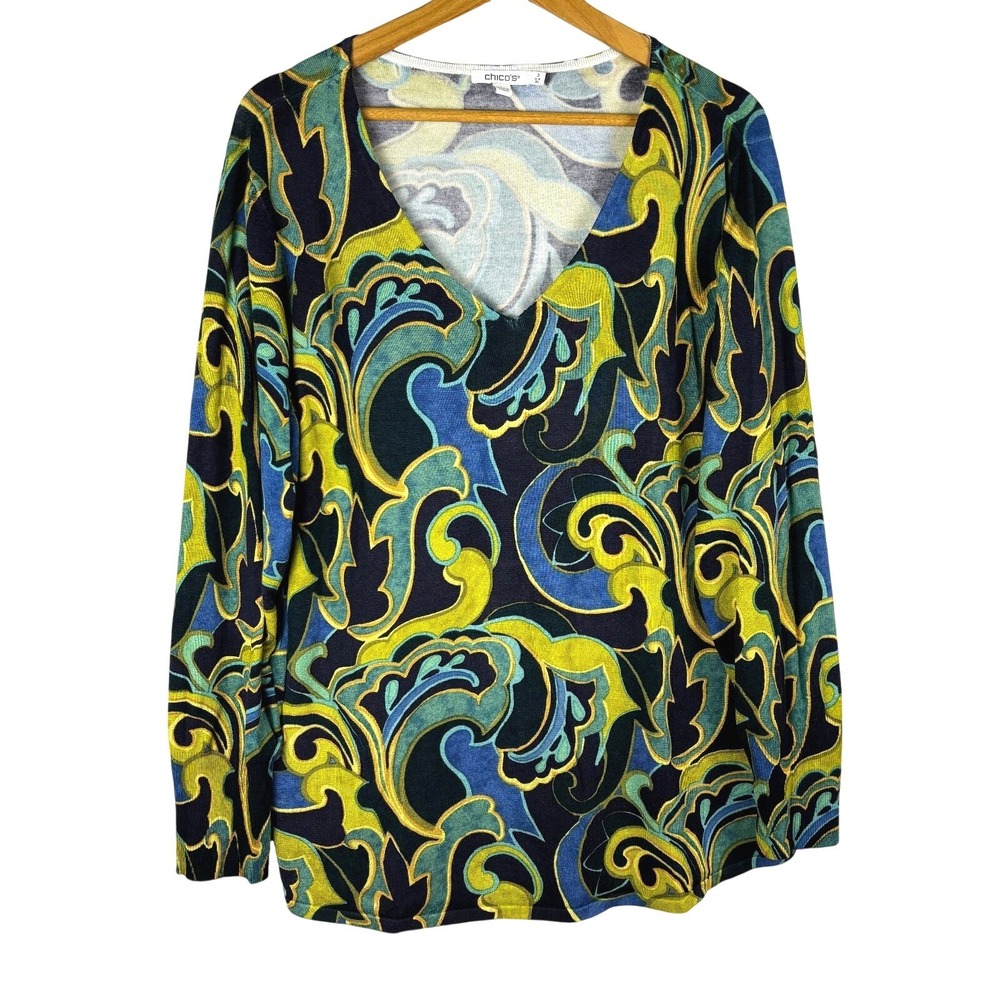 Chico's Women‎ Long Sleeve Lightweight Pullover Sweater XL Boho Office Business